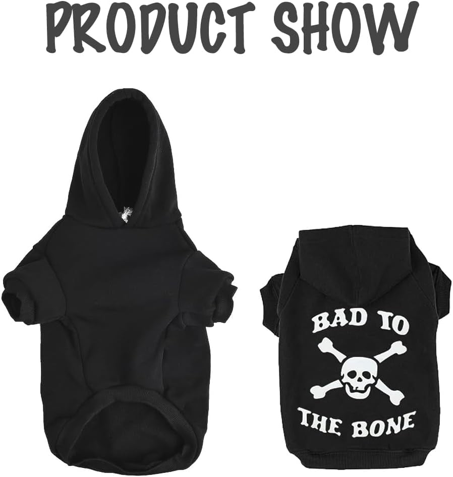 Bad to the Bone Printed Skull Cat Fleece Sweatshirt Dog Hoodies