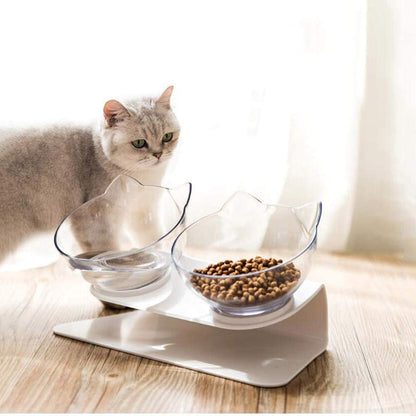 Elevated Dog Cat Bowls with Raised Stand, Pet Food Water Feeder Bowl, 15° Tilted Pet Bowl Stress-Free Suit for Cats Small Dogs