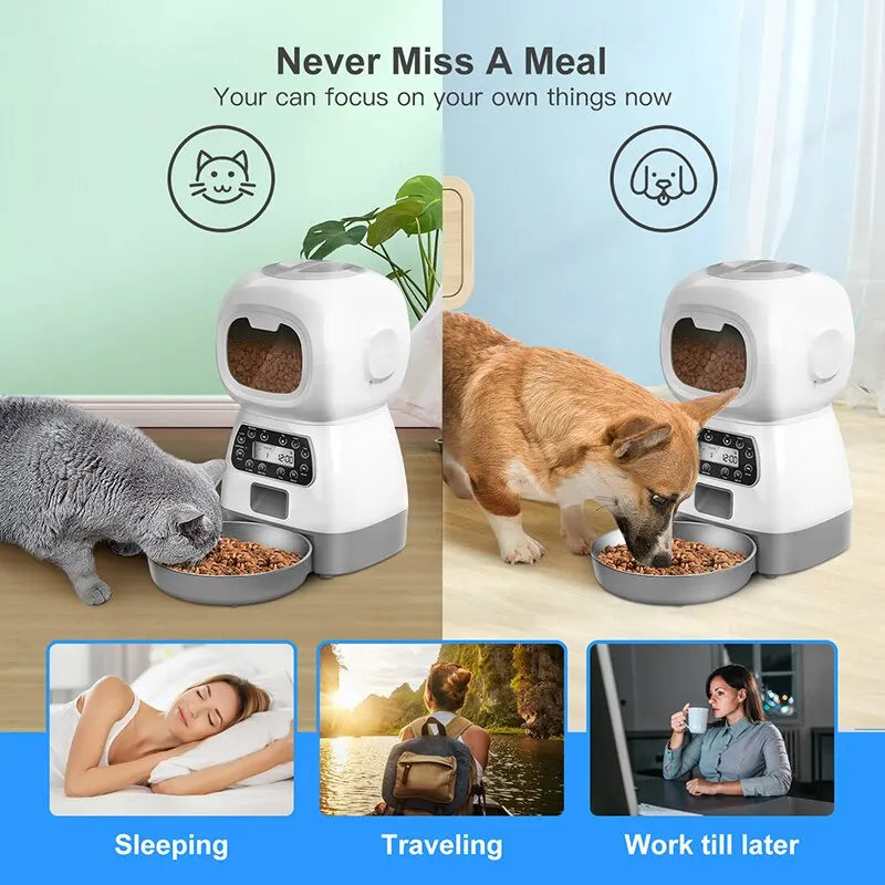 1PC Automatic Pet Feeding Intelligent Remote Control Cat and Dog Feeding Machine Timing Quantitative Food Machine